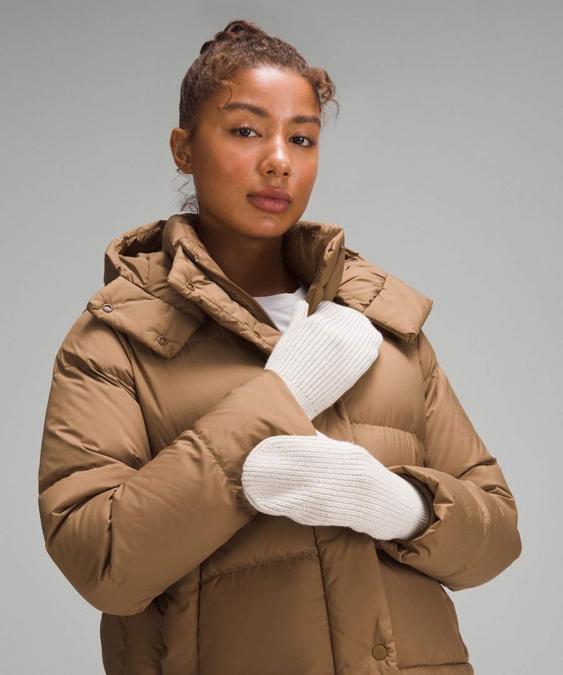 Lululemon Räfflad Merino Ull-Blend Knit Vantar Dam Beige Vita Sverige | YHXLEM721