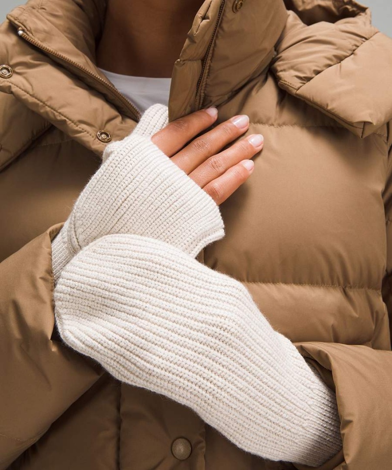 Lululemon Räfflad Merino Ull-Blend Knit Vantar Dam Beige Vita Sverige | YHXLEM721