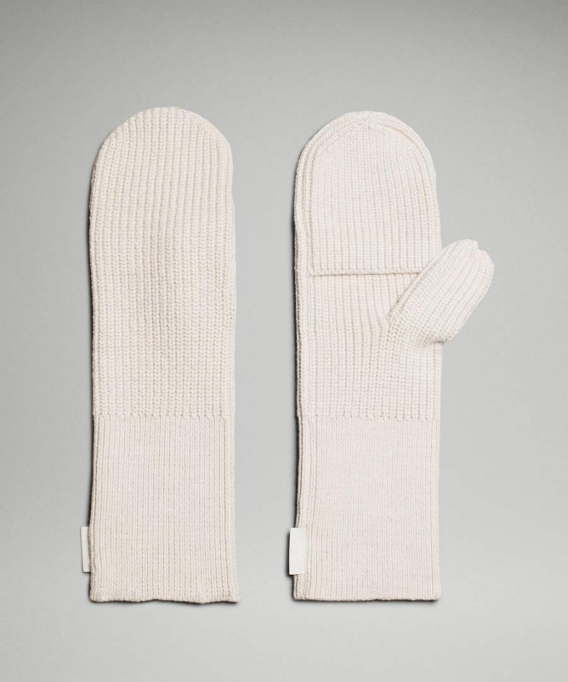Lululemon Räfflad Merino Ull-Blend Knit Vantar Dam Beige Vita Sverige | YHXLEM721