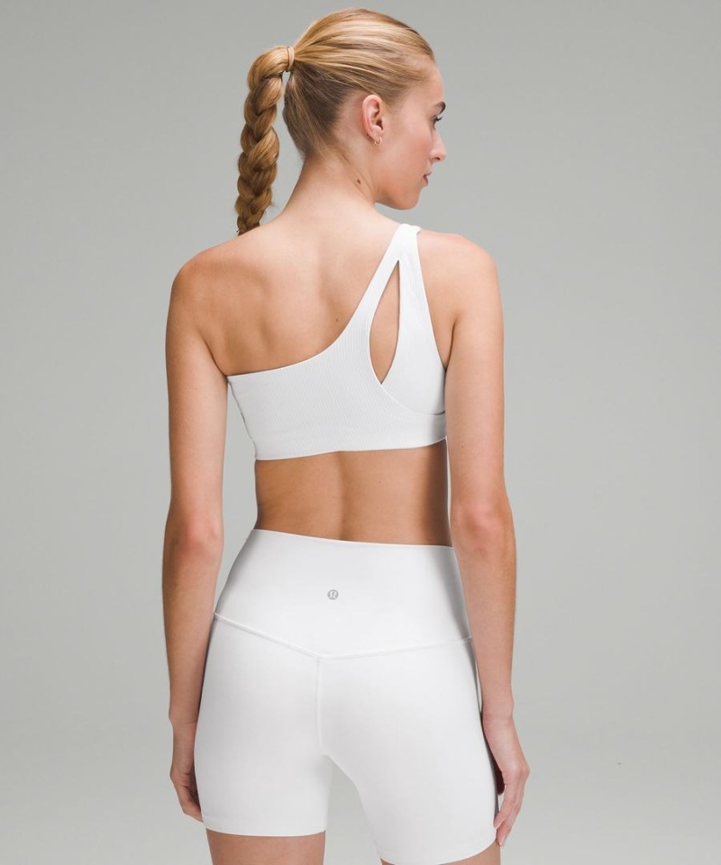 Lululemon Räfflad Nulu Asymmetrical Yoga Bra Light Support, A/B Cup Sport BH Dam Vita Sverige | PAXJGI372