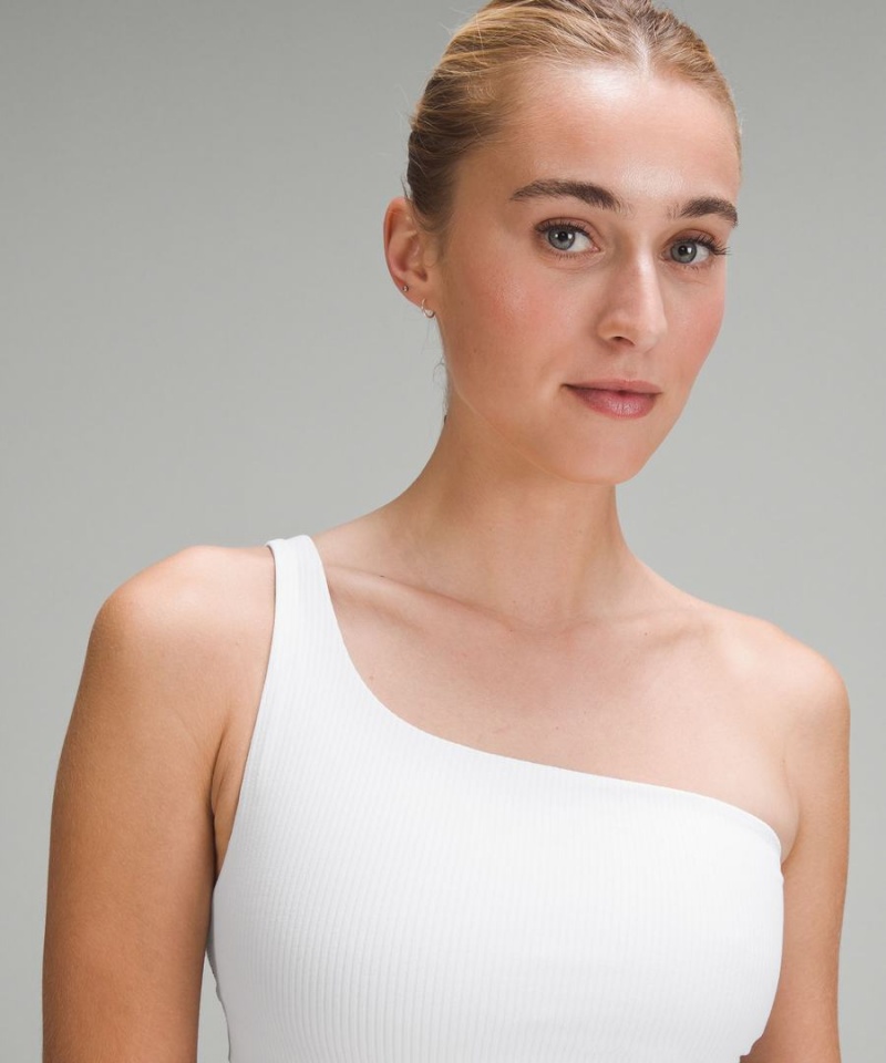 Lululemon Räfflad Nulu Asymmetrical Yoga Bra Light Support, A/B Cup Sport BH Dam Vita Sverige | PAXJGI372