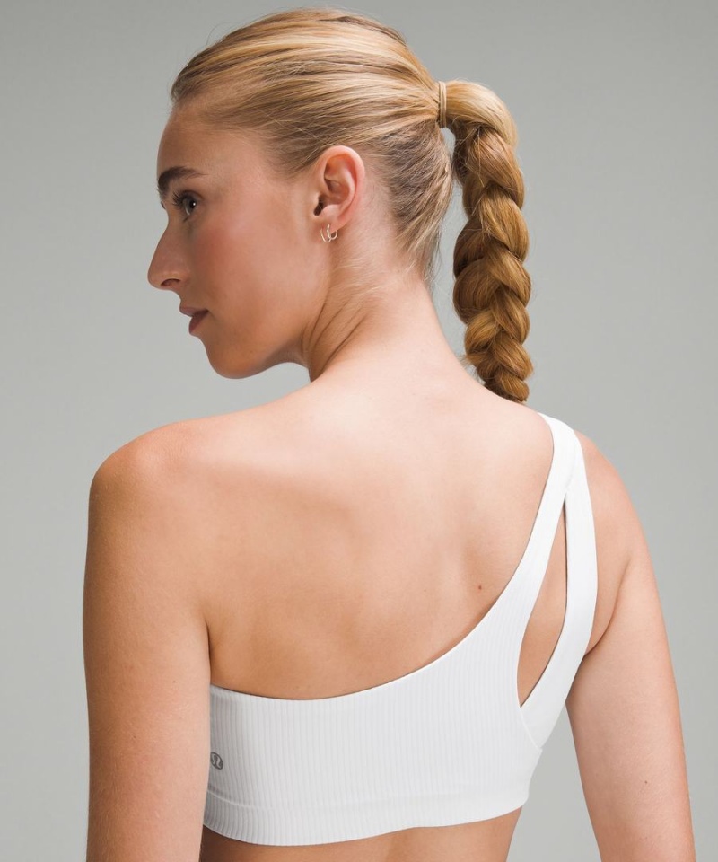 Lululemon Räfflad Nulu Asymmetrical Yoga Bra Light Support, A/B Cup Sport BH Dam Vita Sverige | PAXJGI372