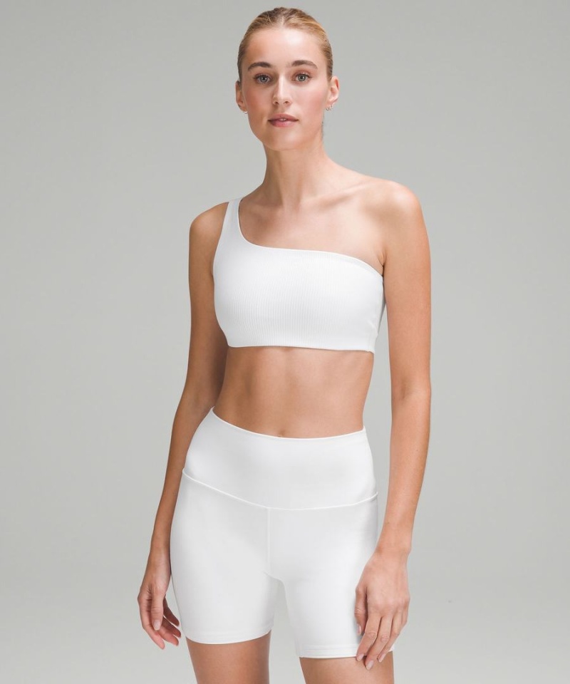 Lululemon Räfflad Nulu Asymmetrical Yoga Bra Light Support, A/B Cup Sport BH Dam Vita Sverige | PAXJGI372