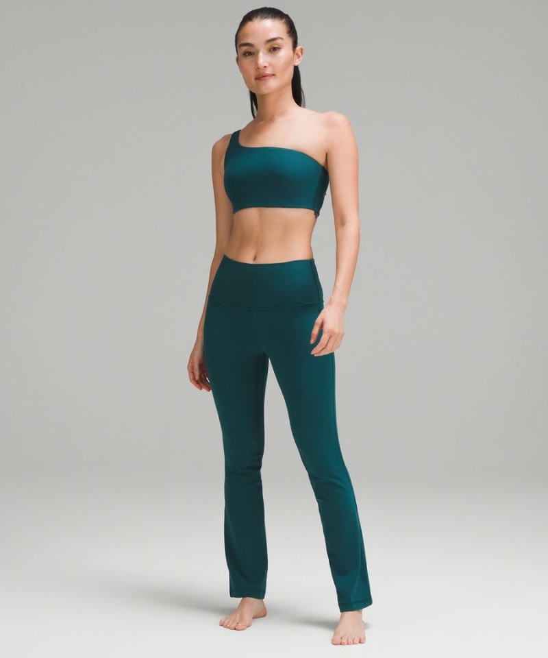 Lululemon Räfflad Nulu Asymmetrical Yoga Bra Light Support, A/B Cup Sport BH Dam Turkos Sverige | XNADCR342