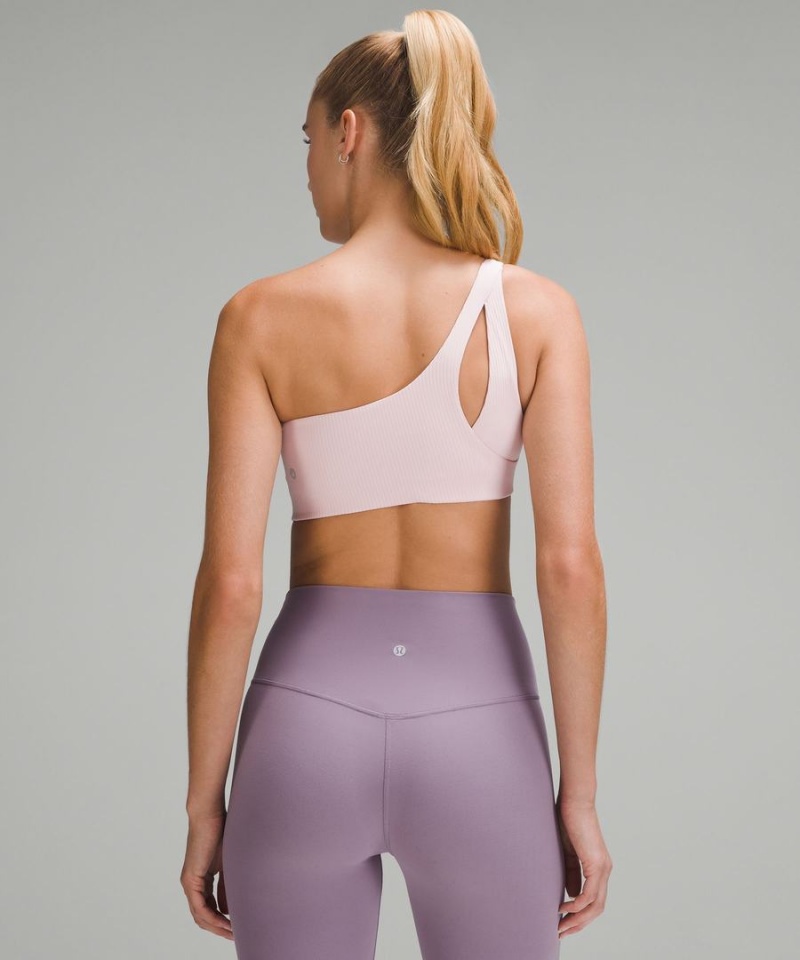 Lululemon Räfflad Nulu Asymmetrical Yoga Bra Light Support, A/B Cup Sport BH Dam Rosa Sverige | SEIBNJ637