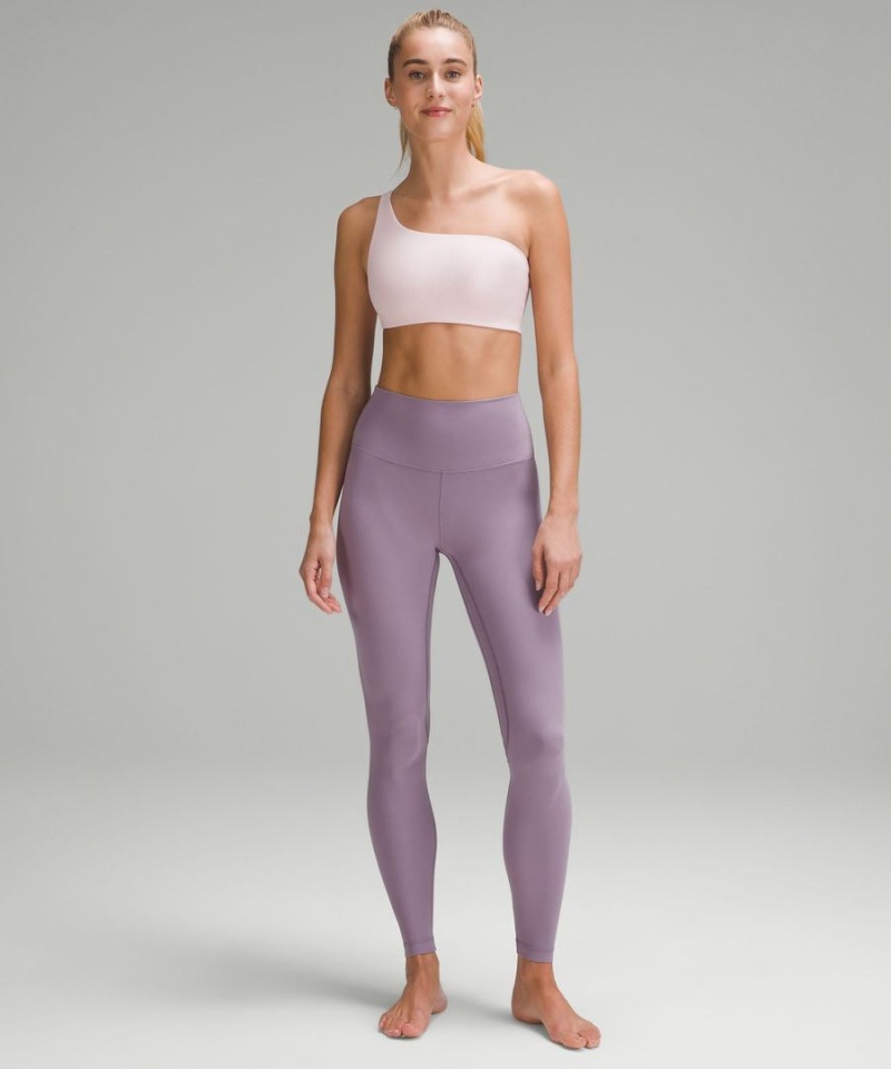 Lululemon Räfflad Nulu Asymmetrical Yoga Bra Light Support, A/B Cup Sport BH Dam Rosa Sverige | SEIBNJ637