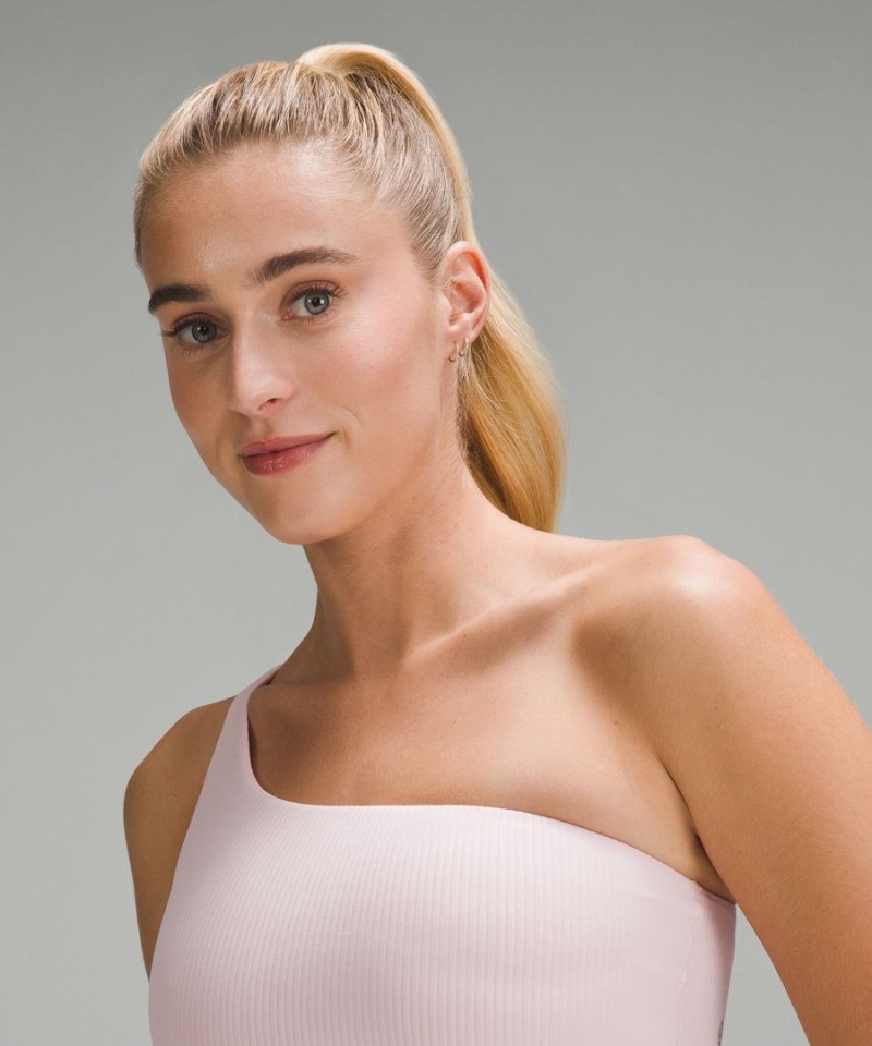 Lululemon Räfflad Nulu Asymmetrical Yoga Bra Light Support, A/B Cup Sport BH Dam Rosa Sverige | SEIBNJ637