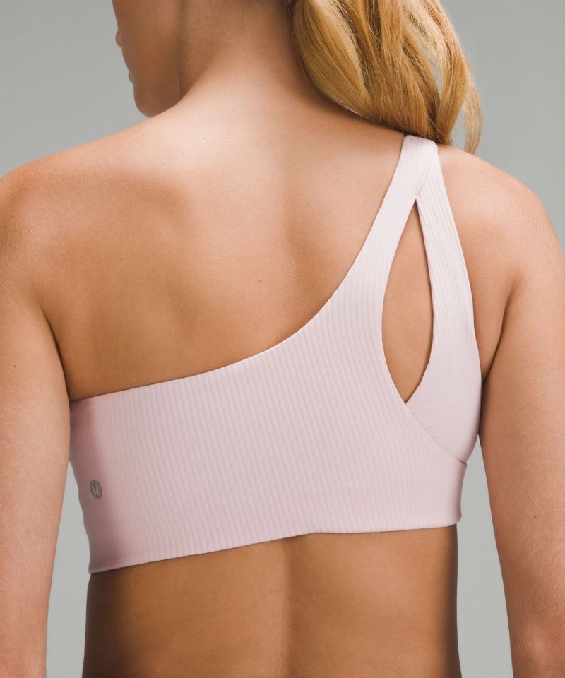 Lululemon Räfflad Nulu Asymmetrical Yoga Bra Light Support, A/B Cup Sport BH Dam Rosa Sverige | SEIBNJ637