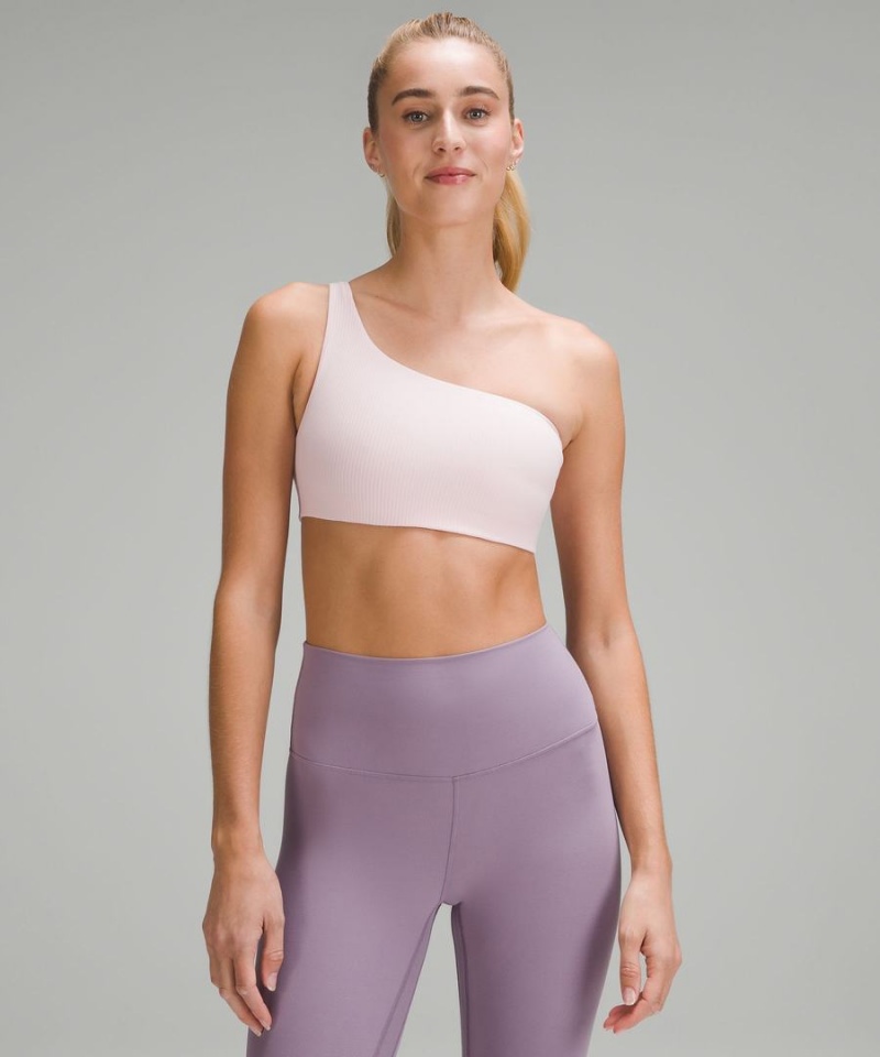 Lululemon Räfflad Nulu Asymmetrical Yoga Bra Light Support, A/B Cup Sport BH Dam Rosa Sverige | SEIBNJ637