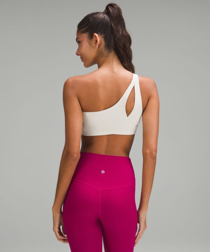 Lululemon Räfflad Nulu Asymmetrical Yoga Bra Light Support, A/B Cup Sport BH Dam Beige Sverige | JDZPQY876