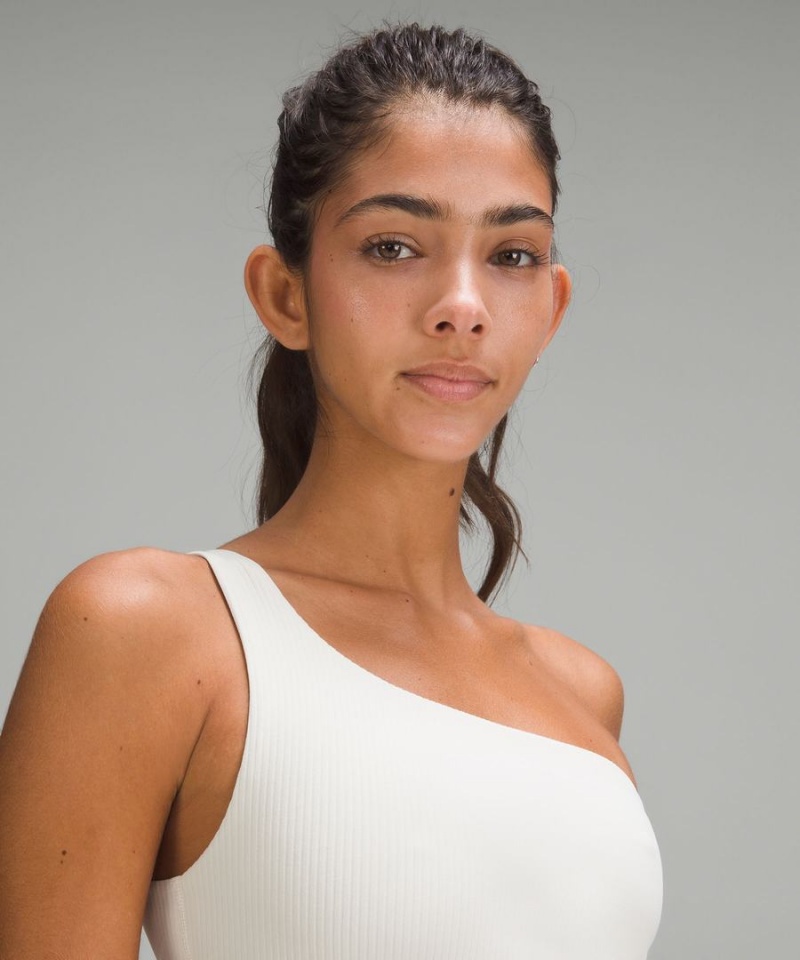 Lululemon Räfflad Nulu Asymmetrical Yoga Bra Light Support, A/B Cup Sport BH Dam Beige Sverige | JDZPQY876