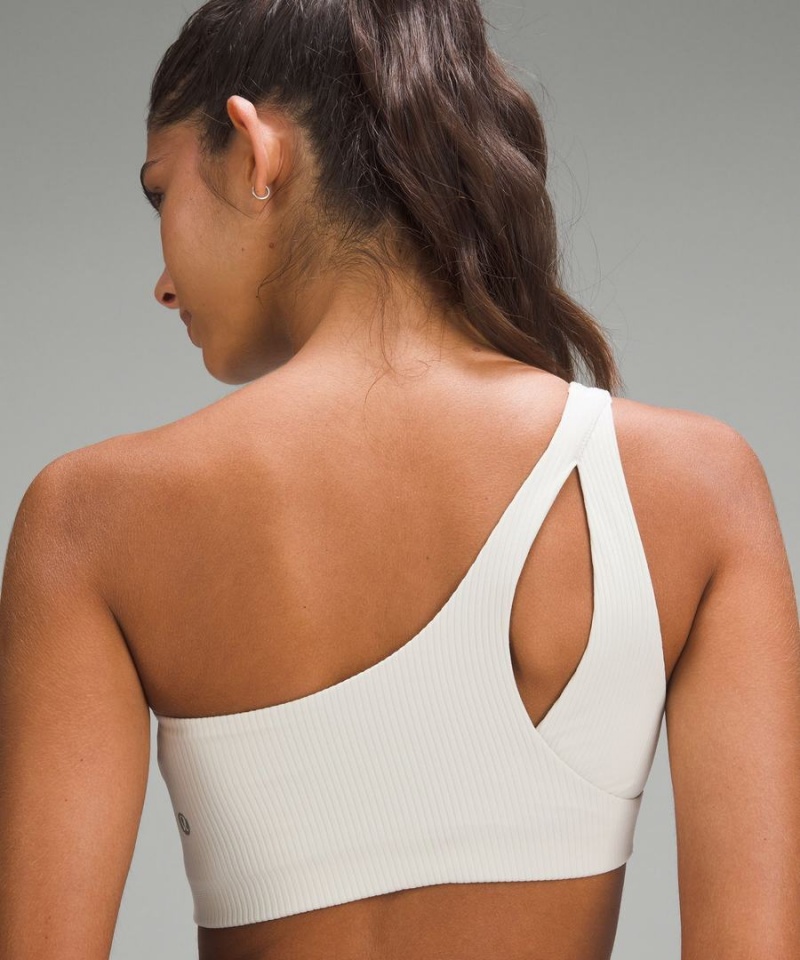 Lululemon Räfflad Nulu Asymmetrical Yoga Bra Light Support, A/B Cup Sport BH Dam Beige Sverige | JDZPQY876