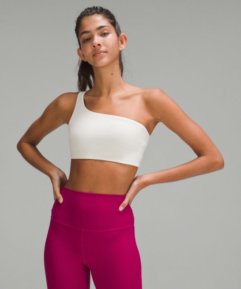 Lululemon Räfflad Nulu Asymmetrical Yoga Bra Light Support, A/B Cup Sport BH Dam Beige Sverige | JDZPQY876