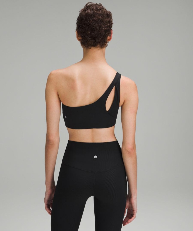 Lululemon Räfflad Nulu Asymmetrical Yoga Bra Light Support, A/B Cup Sport BH Dam Svarta Sverige | SPDGKN098
