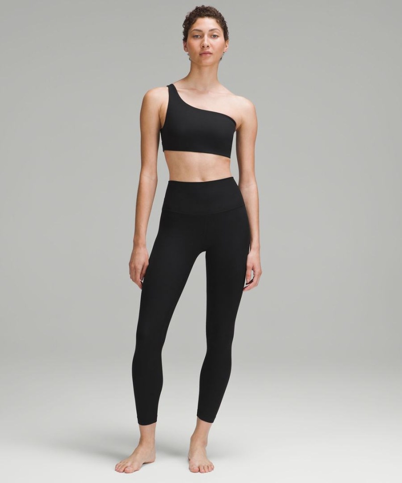Lululemon Räfflad Nulu Asymmetrical Yoga Bra Light Support, A/B Cup Sport BH Dam Svarta Sverige | SPDGKN098