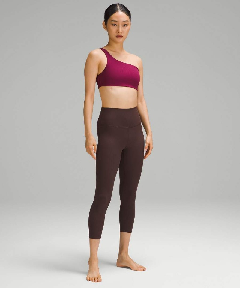 Lululemon Räfflad Nulu Asymmetrical Yoga Bra Light Support, A/B Cup Sport BH Dam Vinröda Sverige | RHVQEU852