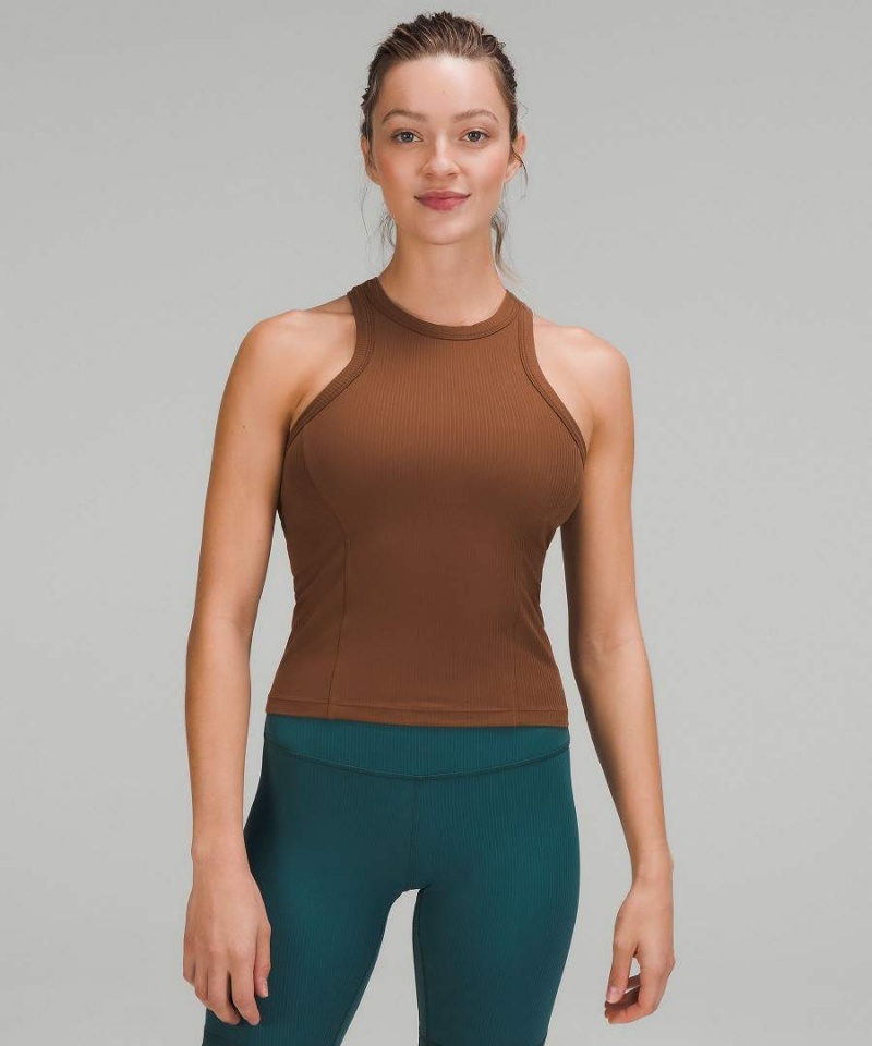 Lululemon Räfflad Nulu Racerback Yoga Linne Dam Bruna Sverige | NZTQHL013