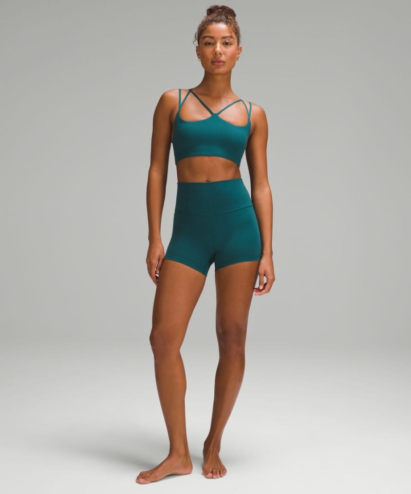 Lululemon Räfflad Nulu Snörade Yoga Bra Light Support, A/B Cup Sport BH Dam Turkos Sverige | YITGDS347