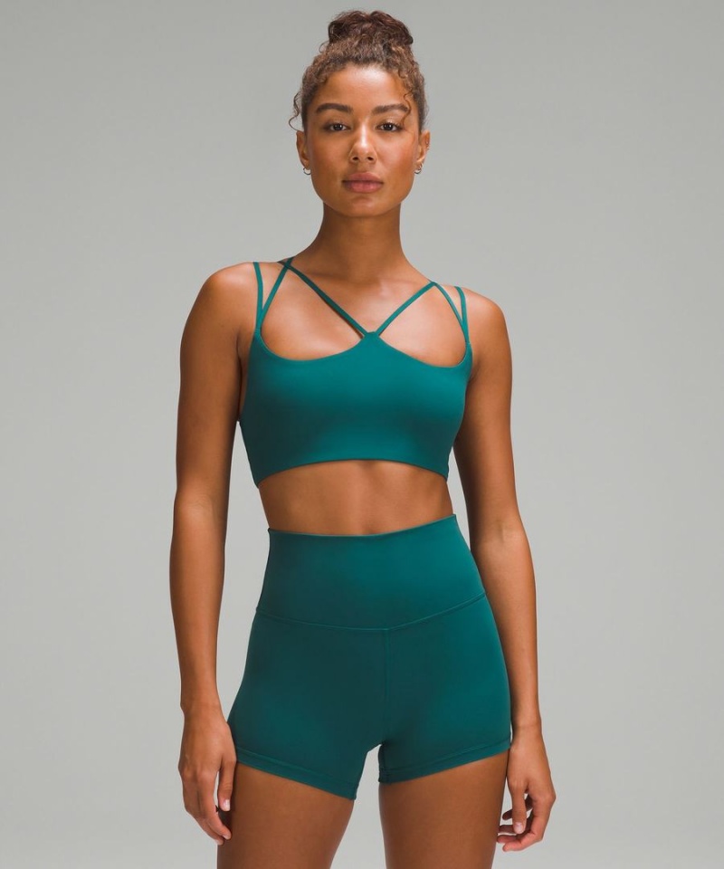 Lululemon Räfflad Nulu Snörade Yoga Bra Light Support, A/B Cup Sport BH Dam Turkos Sverige | YITGDS347