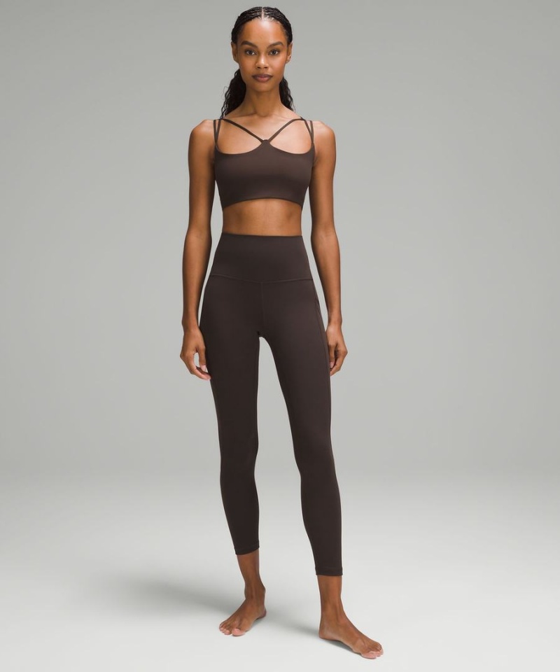 Lululemon Räfflad Nulu Snörade Yoga Bra Light Support, A/B Cup Sport BH Dam Choklad Sverige | SCOWNJ596