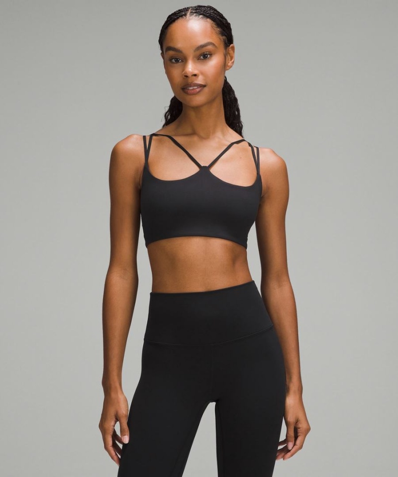 Lululemon Räfflad Nulu Snörade Yoga Bra Light Support, A/B Cup Sport BH Dam Svarta Sverige | OJSYPC209