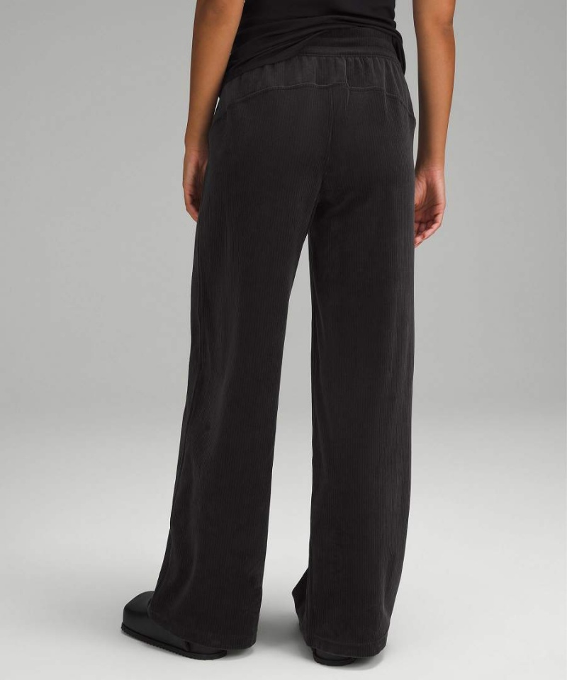 Lululemon Scuba Mid-Rise Breda-Leg Velvet Cord Byxor Dam Svarta Sverige | SNKPFT921