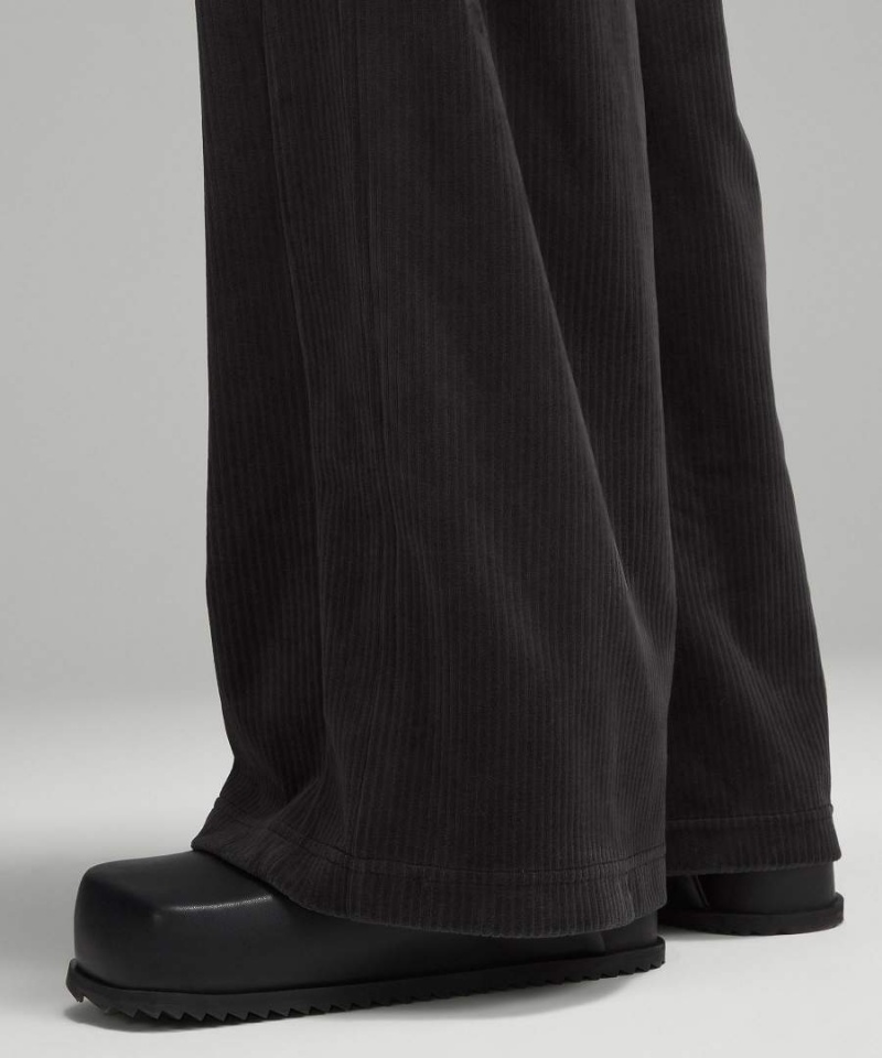 Lululemon Scuba Mid-Rise Breda-Leg Velvet Cord Byxor Dam Svarta Sverige | SNKPFT921