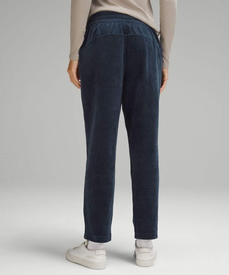 Lululemon Scuba Mid-Rise Hetero-Leg 7/8 Length Velvet Cord Byxor Dam Marinblå Sverige | NRVXBW714
