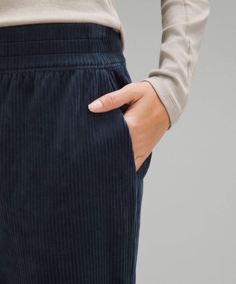 Lululemon Scuba Mid-Rise Hetero-Leg 7/8 Length Velvet Cord Byxor Dam Marinblå Sverige | NRVXBW714