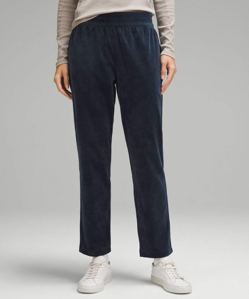 Lululemon Scuba Mid-Rise Hetero-Leg 7/8 Length Velvet Cord Byxor Dam Marinblå Sverige | NRVXBW714