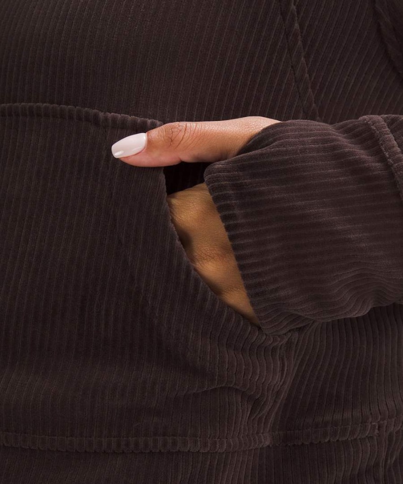 Lululemon Scuba Oversized Velvet Cord Hoodie Dam Choklad Sverige | VPUAWS705