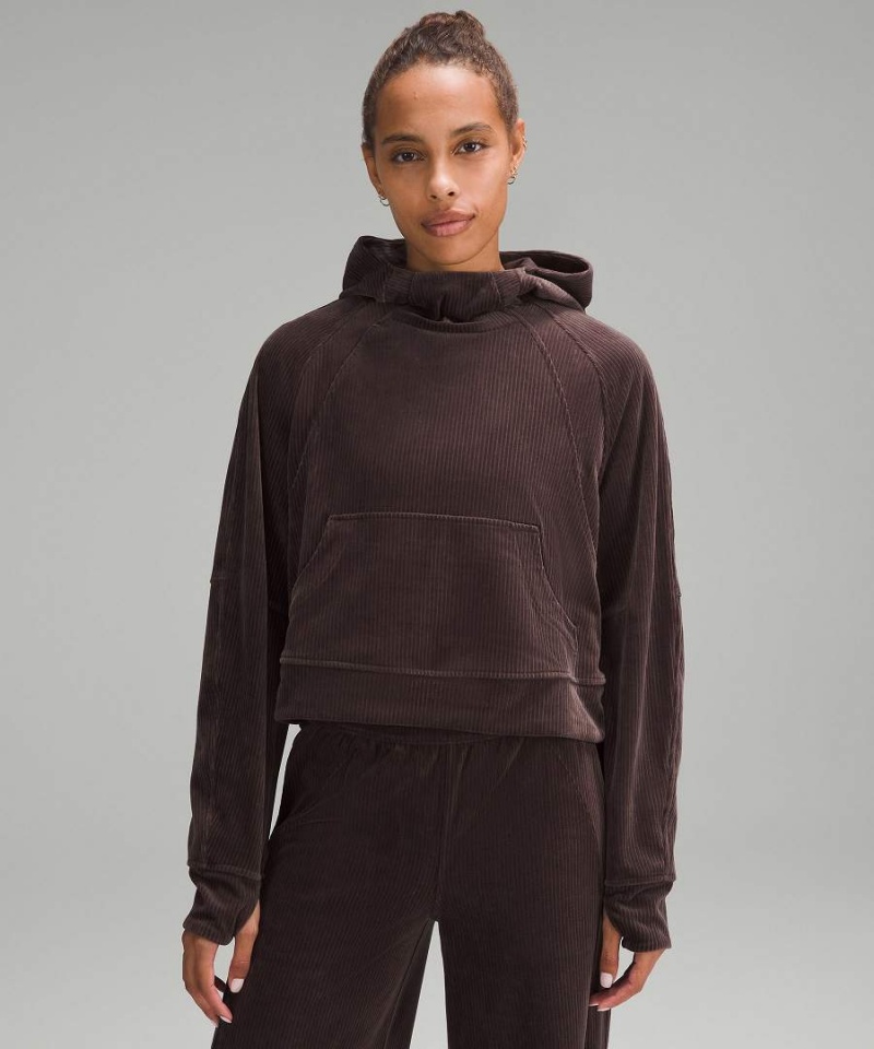 Lululemon Scuba Oversized Velvet Cord Hoodie Dam Choklad Sverige | VPUAWS705