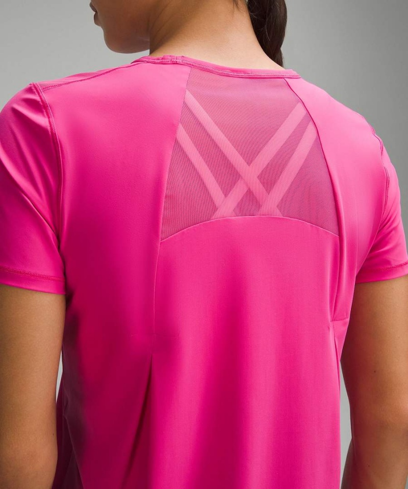 Lululemon Sculpt Korta-Sleeve T-shirt Dam Rosa Sverige | DMWUHO065