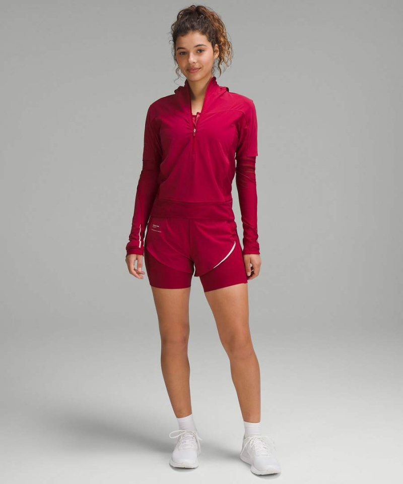 Lululemon SenseKnit Composite High-Rise Löpar Shorts Dam Vinröda Sverige | UHIVNO057