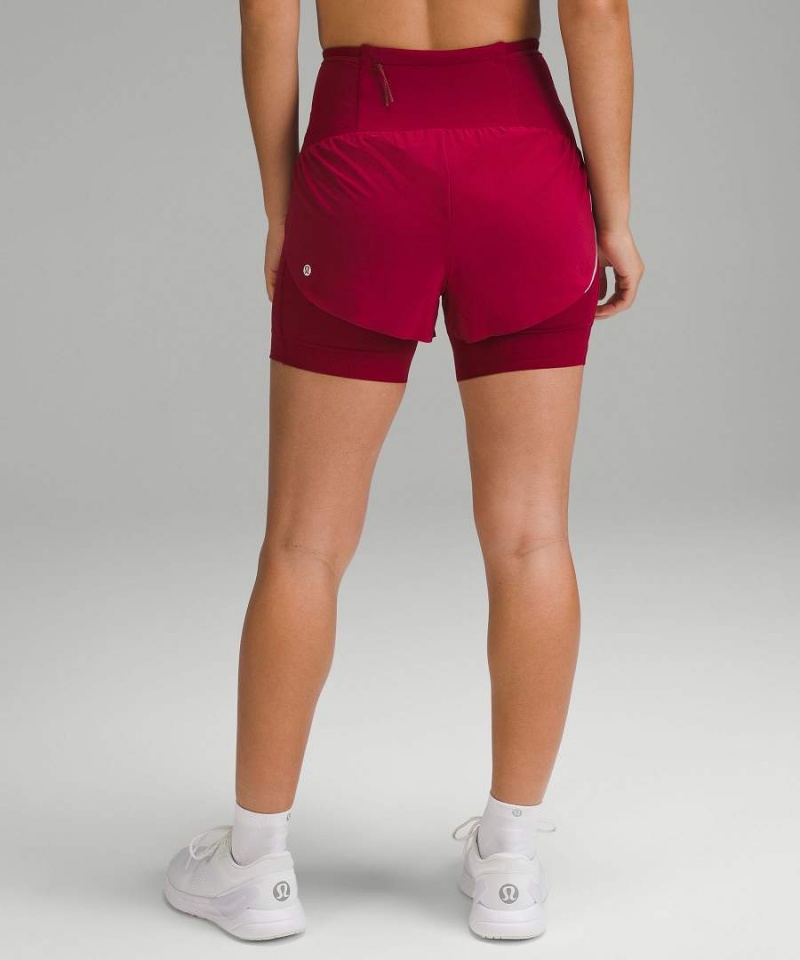 Lululemon SenseKnit Composite High-Rise Löpar Shorts Dam Vinröda Sverige | UHIVNO057