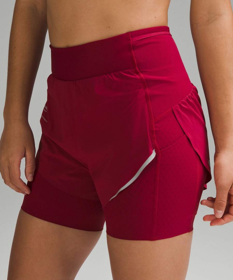 Lululemon SenseKnit Composite High-Rise Löpar Shorts Dam Vinröda Sverige | UHIVNO057