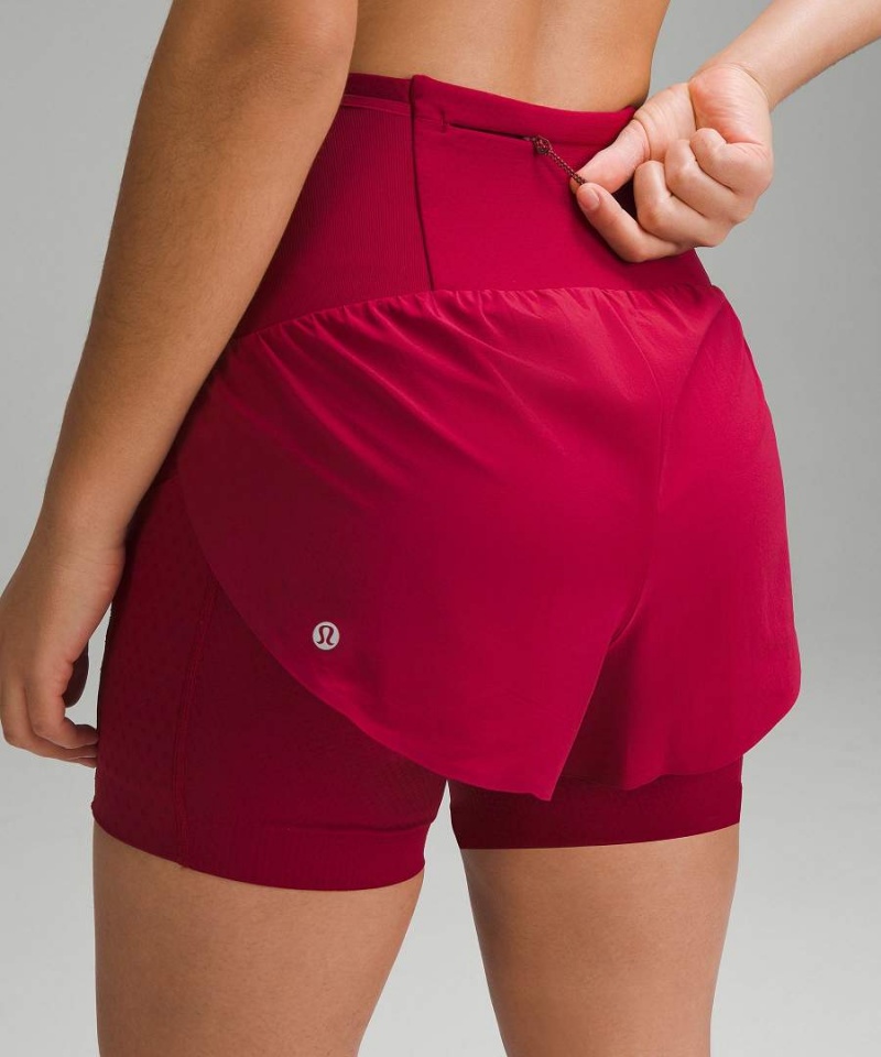 Lululemon SenseKnit Composite High-Rise Löpar Shorts Dam Vinröda Sverige | UHIVNO057