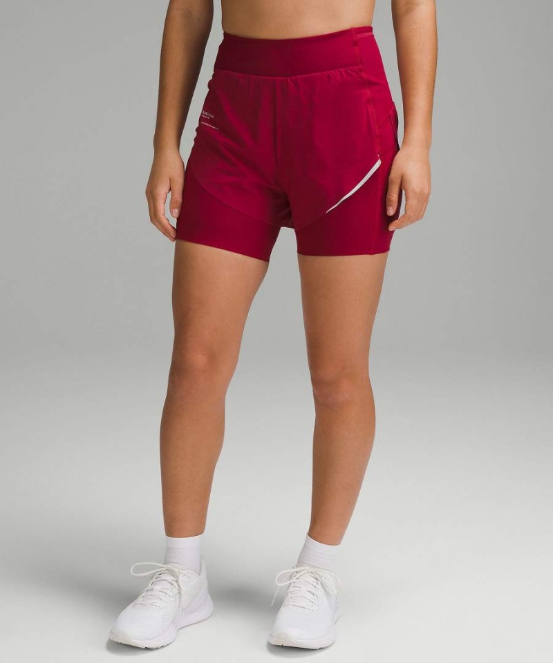Lululemon SenseKnit Composite High-Rise Löpar Shorts Dam Vinröda Sverige | UHIVNO057