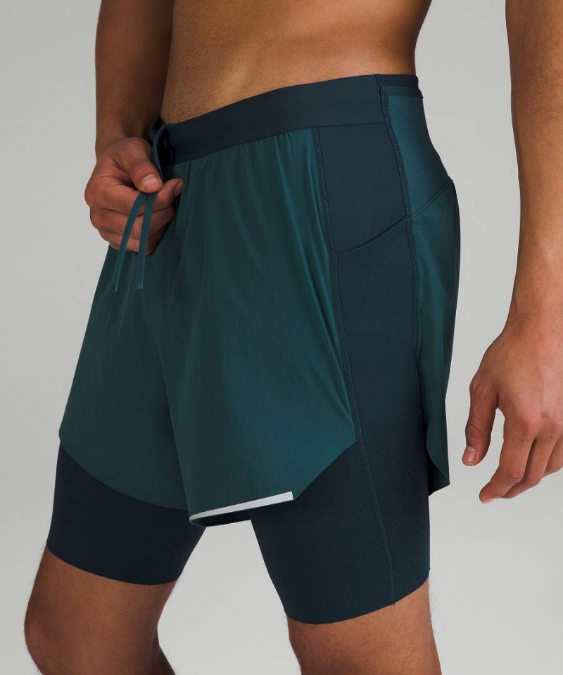 Lululemon SenseKnit Composite Löpar Shorts Herr Gröna Sverige | SJUTOD732