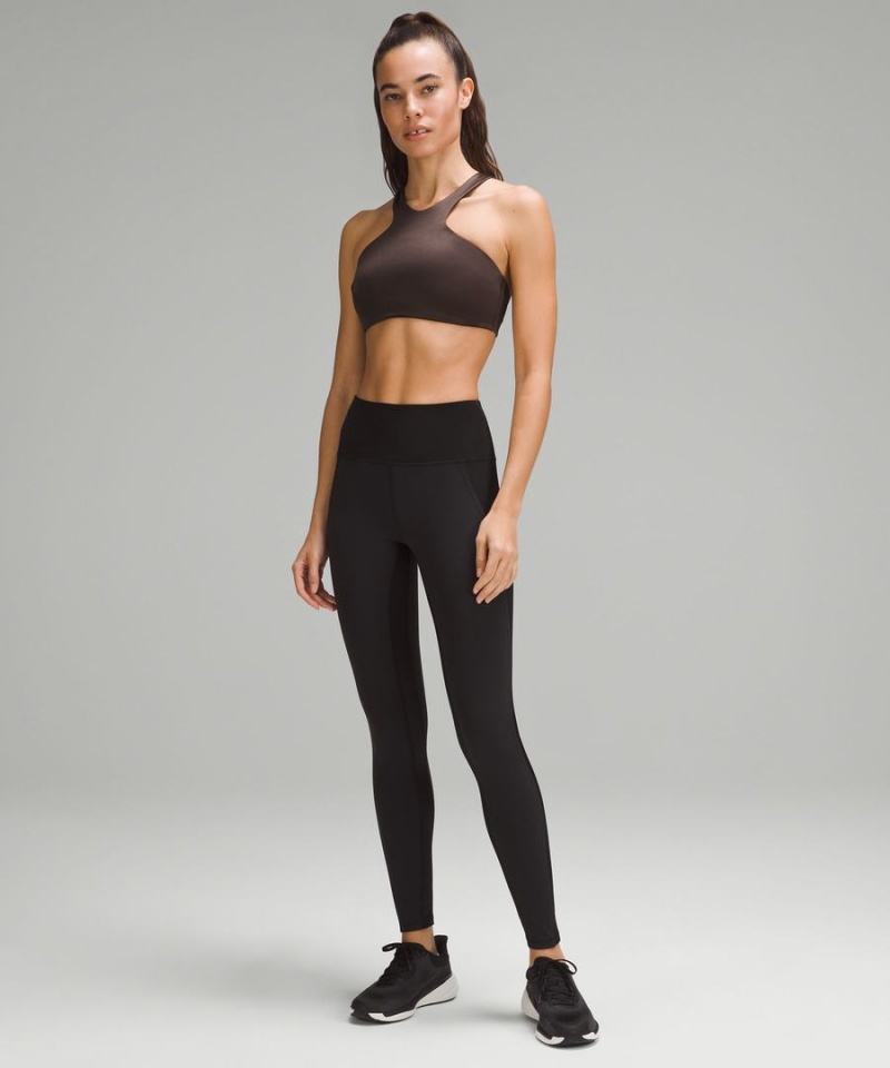 Lululemon Shine Racerback Train Bra Medium Support, A/B Cup Sport BH Dam Choklad Sverige | GJTMOU354