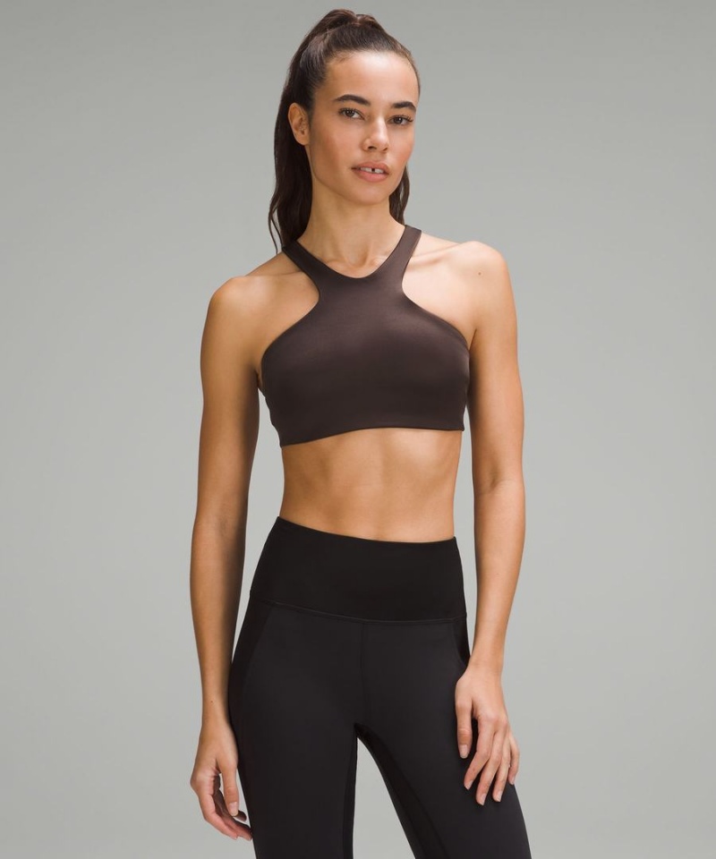 Lululemon Shine Racerback Train Bra Medium Support, A/B Cup Sport BH Dam Choklad Sverige | GJTMOU354