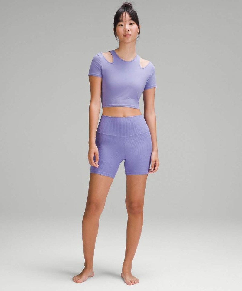 Lululemon Shoulder Cut-Out Yoga T-shirt Dam Mörklavendel Sverige | IJFNZP302