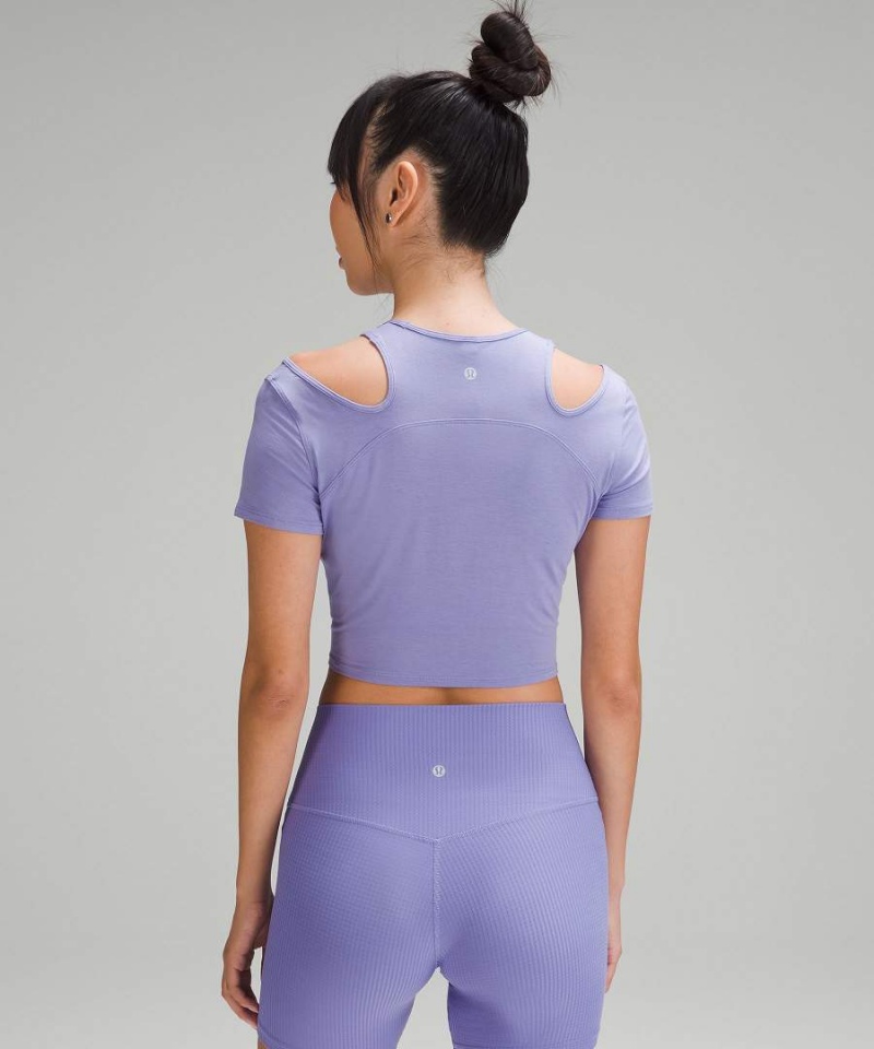 Lululemon Shoulder Cut-Out Yoga T-shirt Dam Mörklavendel Sverige | IJFNZP302