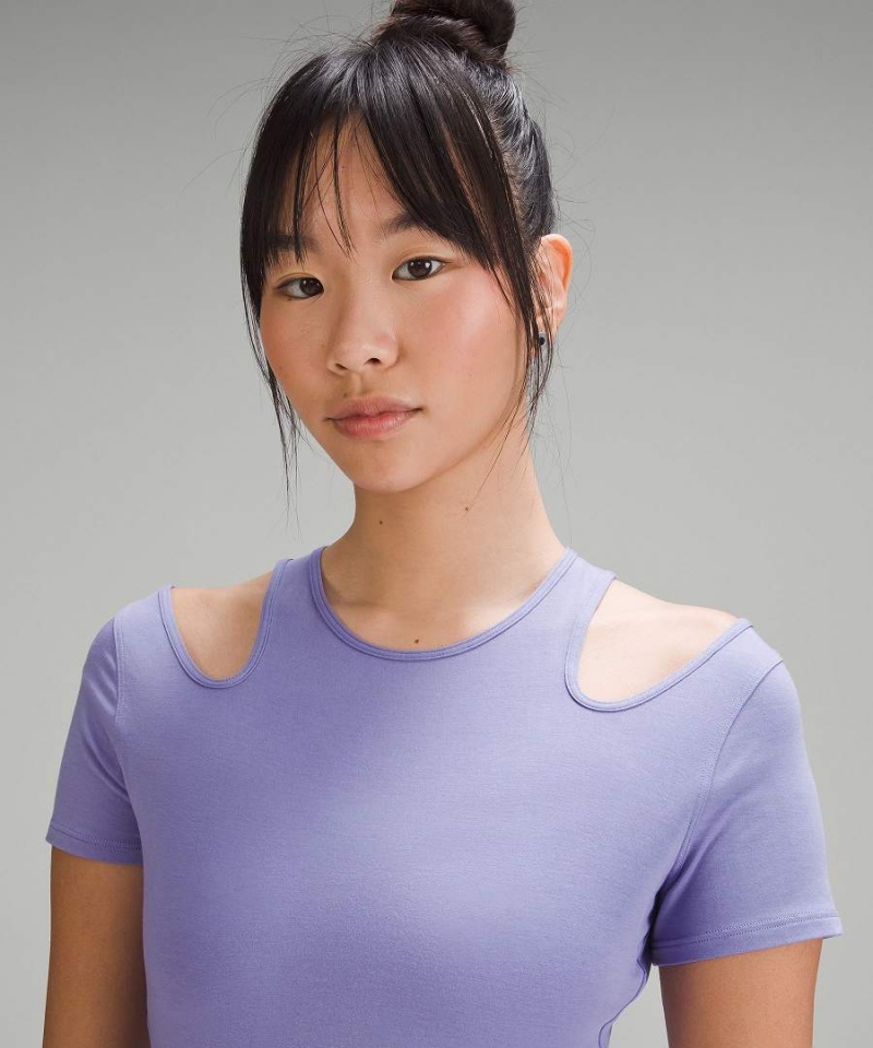 Lululemon Shoulder Cut-Out Yoga T-shirt Dam Mörklavendel Sverige | IJFNZP302