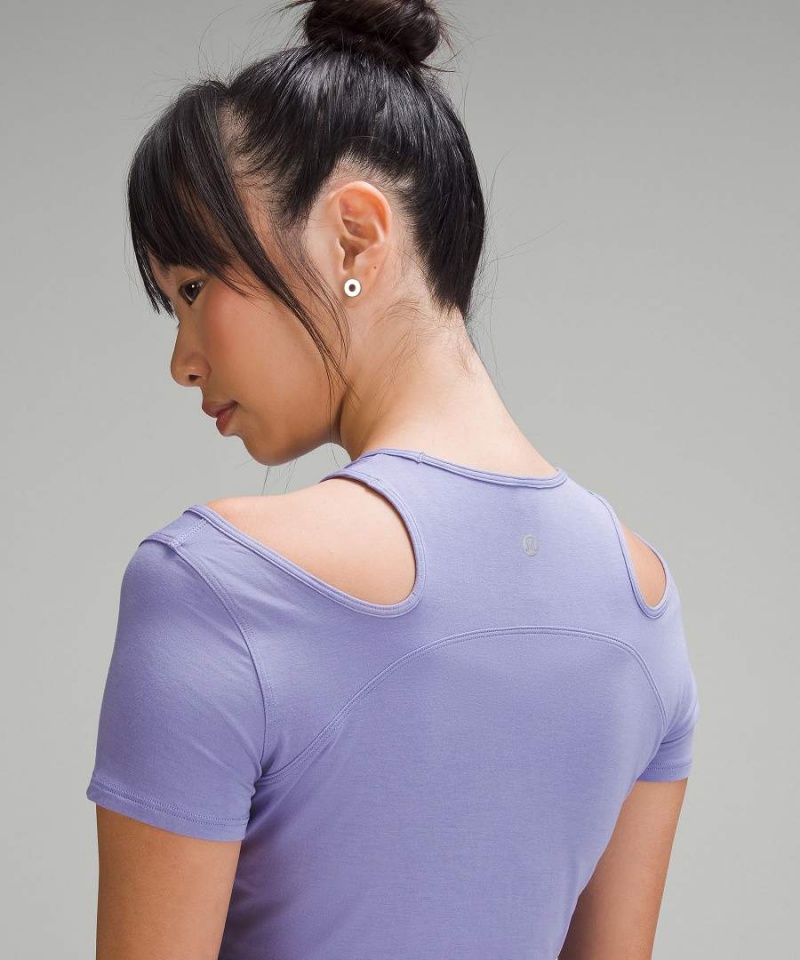 Lululemon Shoulder Cut-Out Yoga T-shirt Dam Mörklavendel Sverige | IJFNZP302