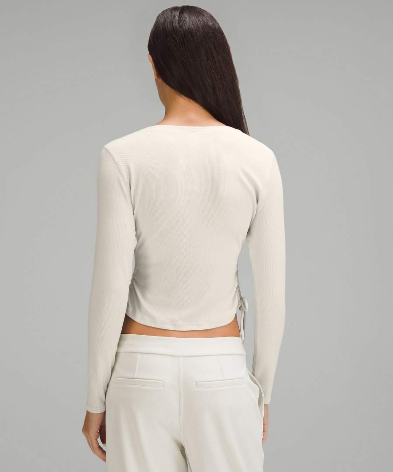 Lululemon Side-Cinch Räfflad Cardigan Långärmad Tröja Dam Beige Sverige | AGNEIV172