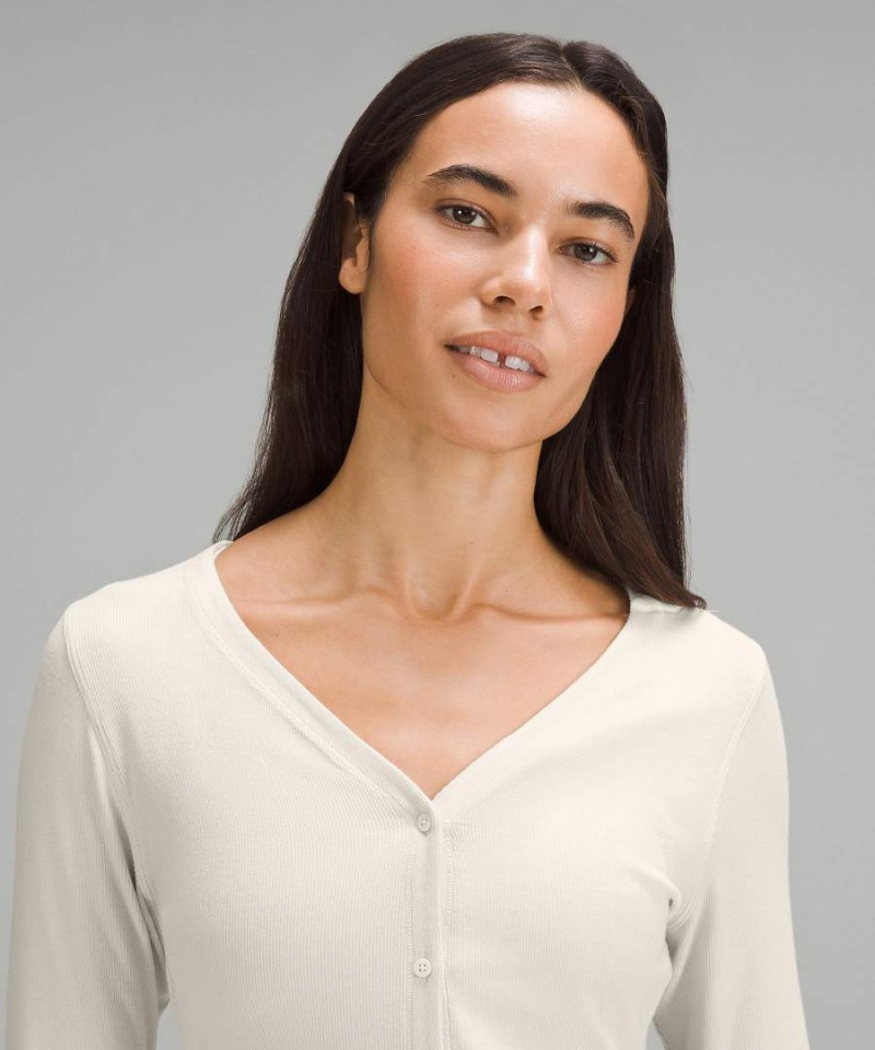 Lululemon Side-Cinch Räfflad Cardigan Långärmad Tröja Dam Beige Sverige | AGNEIV172