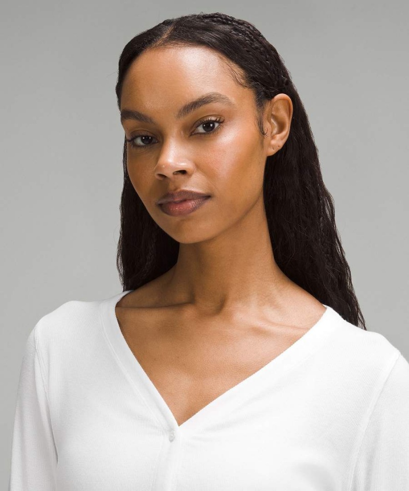 Lululemon Side-Cinch Räfflad Cardigan Tröjor Dam Vita Sverige | EKSCDH630