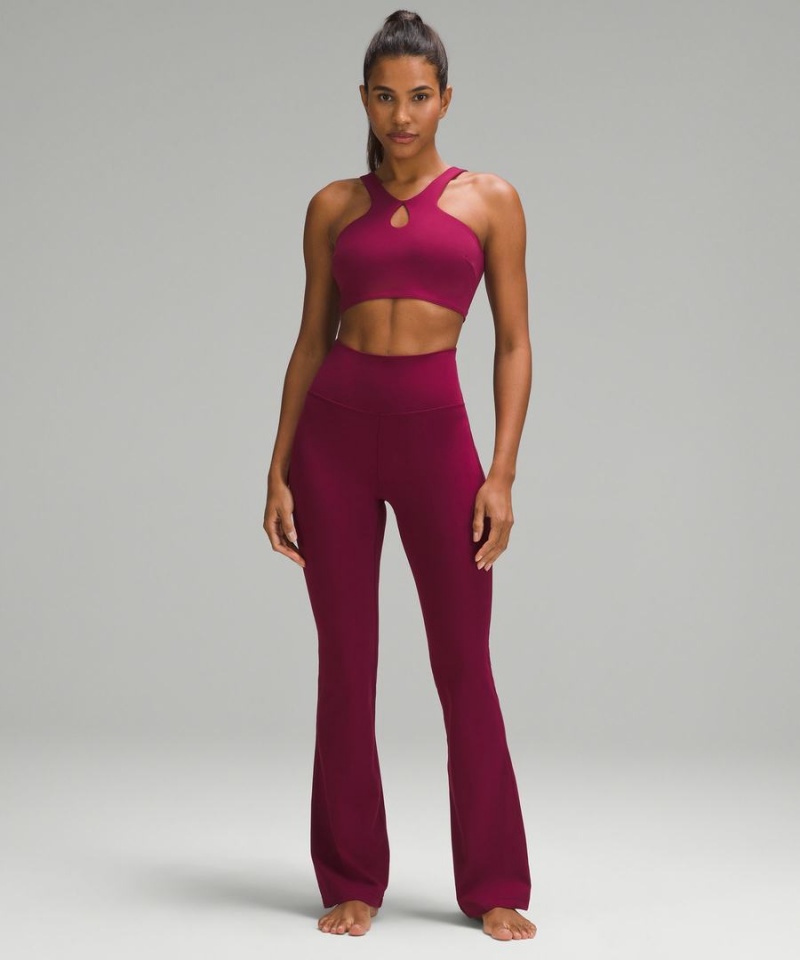 Lululemon SmoothCover Front Cut-Out Yoga Bra Light Support, A/B Cup Sport BH Dam Vinröda Sverige | WCXIAD618