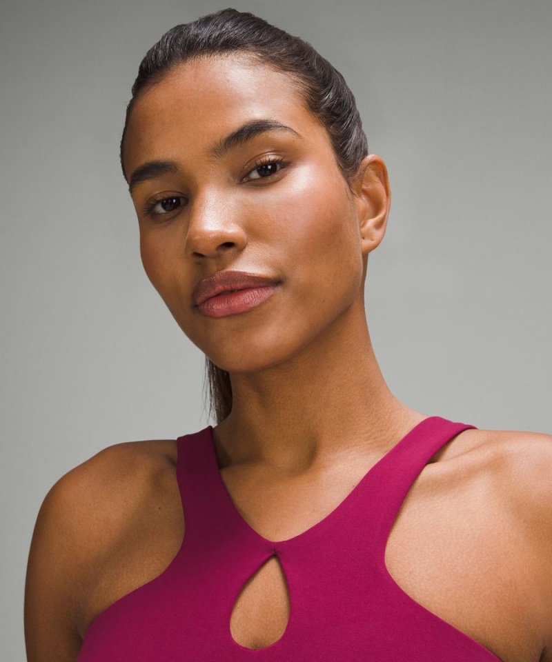 Lululemon SmoothCover Front Cut-Out Yoga Bra Light Support, A/B Cup Sport BH Dam Vinröda Sverige | WCXIAD618